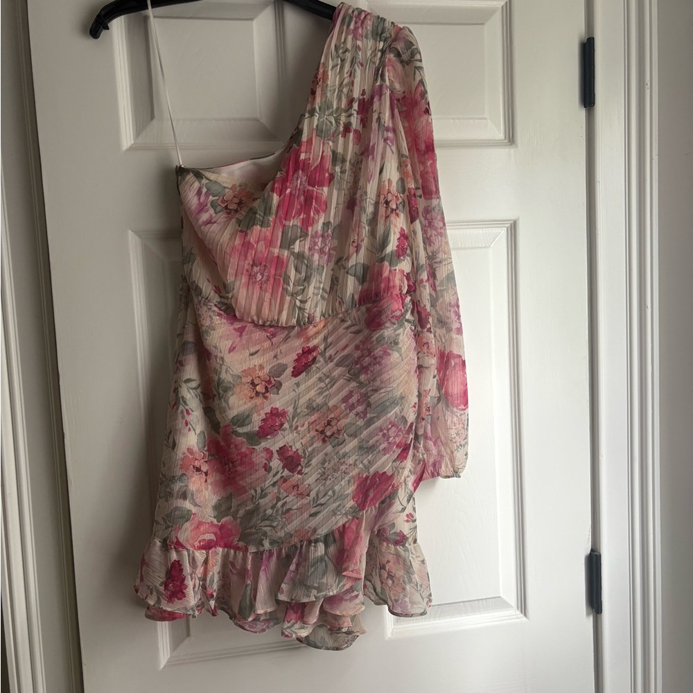 Express Pink and Gray Floral Romper